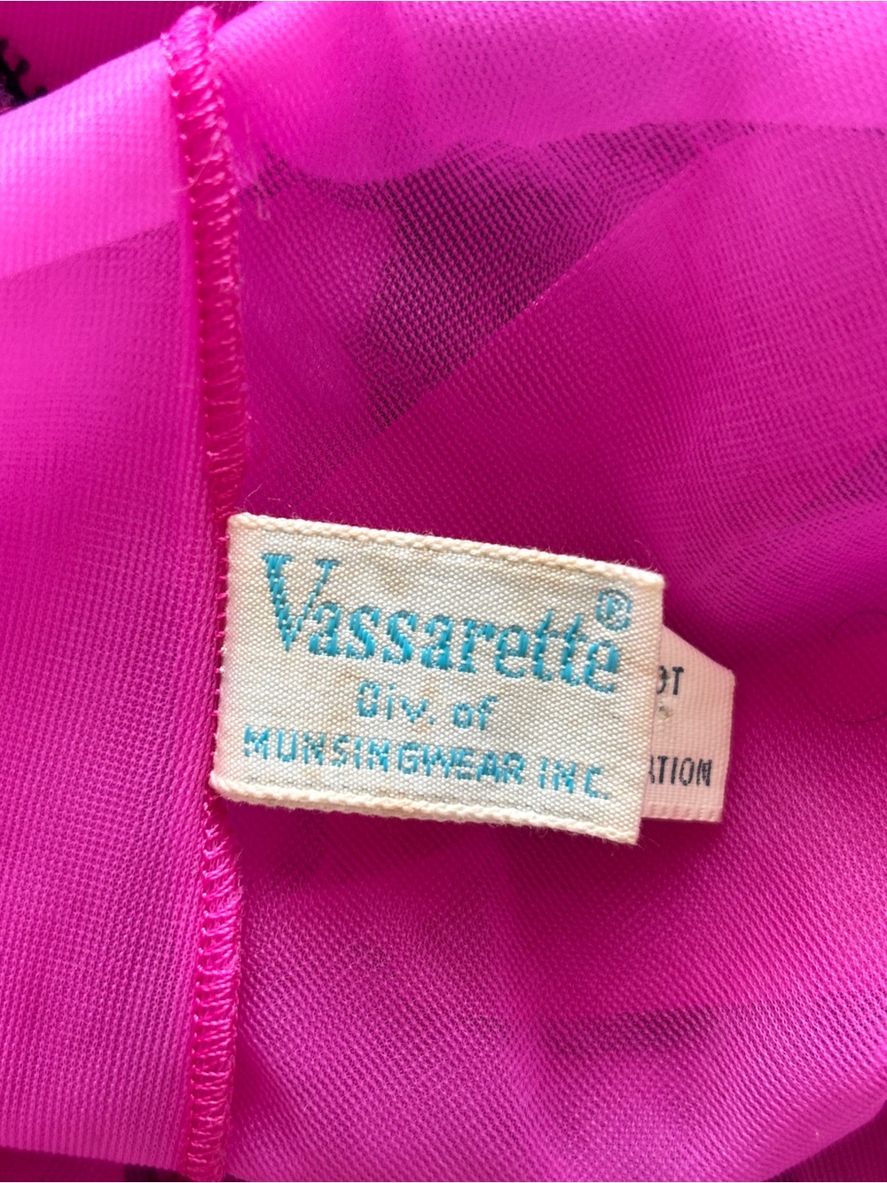 Vintage Vassarette Pink babydoll Y2K cami layering semi sheer black lace trim M - Picture 6 of 6